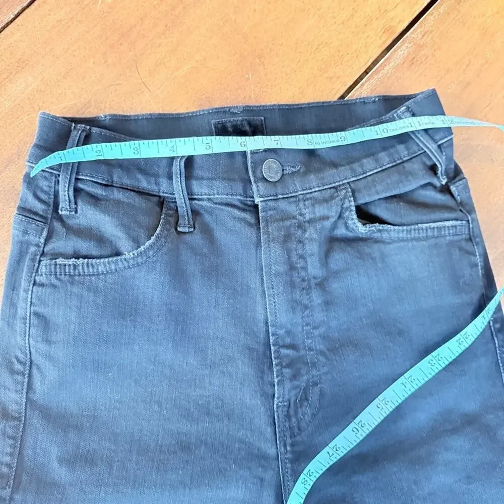 Mother‎ The Hustler Ankle Fray Black Wash Stretch Jeans Raw Hem Womens 24 Edgy